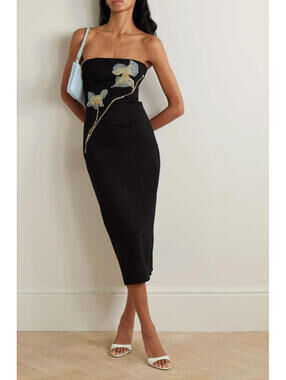 NWT $700 STAUD Brooke Black Beaded Orchid Sequin Designer Dress Cocktail XS